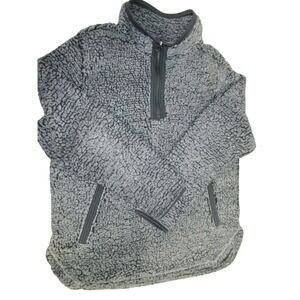 Cozy Sherpa Pullover Gray XXL Womens Quarter Zip Fleece Jacket Soft